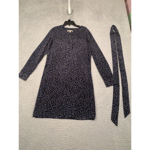 Banana Republic Dress Black Animal Print Dress Long‎ Sleeve Knee Length Size 0 - Picture 1 of 9